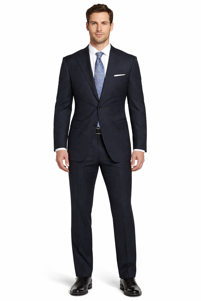 2 BUTTON COLOR CHARCOAL WITH PINSTRIPE Men's SUIT