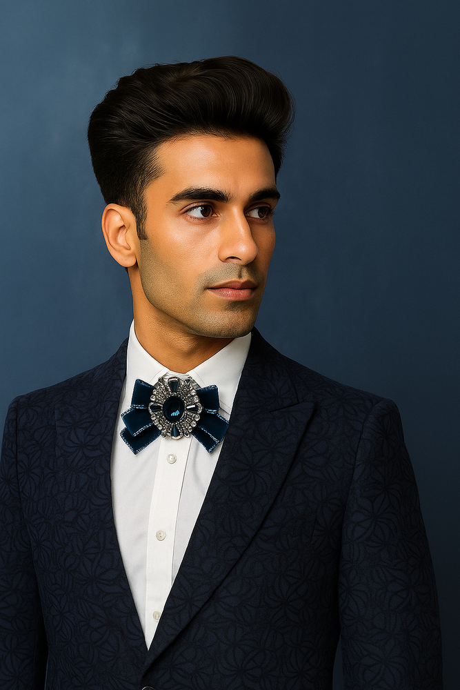 Seersucker Suit Peak Lapel Suit in Color "Navy Blue" - Summer Fabric Tone on Tone Shadow Stripe By Rossiman