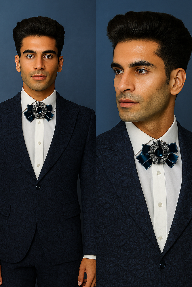 Seersucker Suit Peak Lapel Suit in Color "Navy Blue" - Summer Fabric Tone on Tone Shadow Stripe By Rossiman