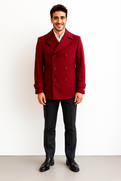 Men's Big & Tall Wool Peacoat – Classic Double Breasted Overcoat Style