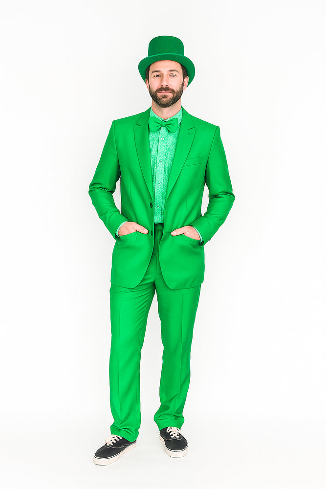 Vibrant Green Costume Suit with Matching Hat – Bold Party & Event Wear