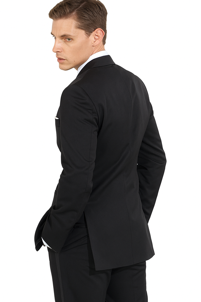 Tiglio Black Wool 2-button 2-Piece Tuxedo
