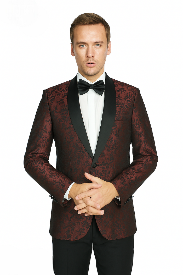 Shawl Paisly Tuxedo by Giorgio Fiorelli in Burgundy, Gray, Blue