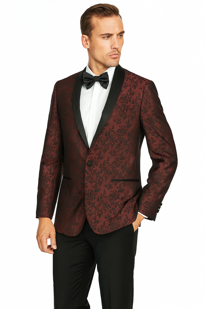 Shawl Paisly Tuxedo by Giorgio Fiorelli in Burgundy, Gray, Blue