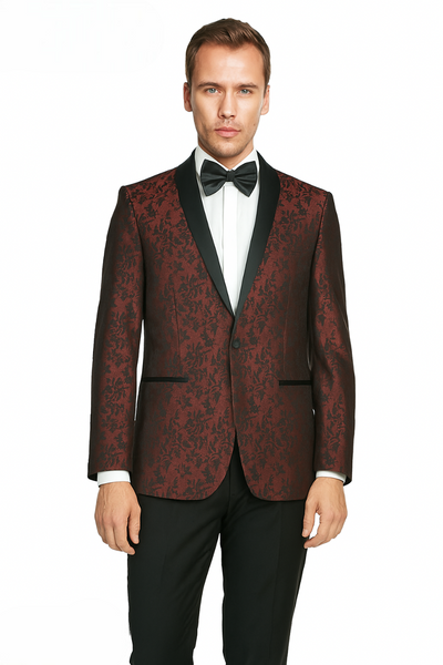 Shawl Paisly Tuxedo by Giorgio Fiorelli in Burgundy, Gray, Blue