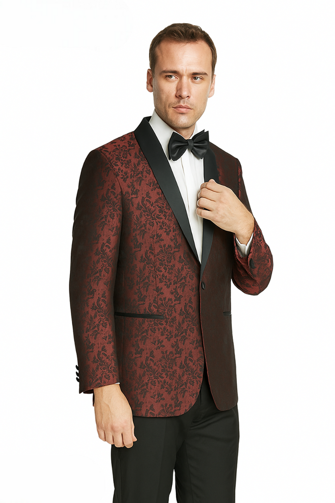 Shawl Paisly Tuxedo by Giorgio Fiorelli in Burgundy, Gray, Blue