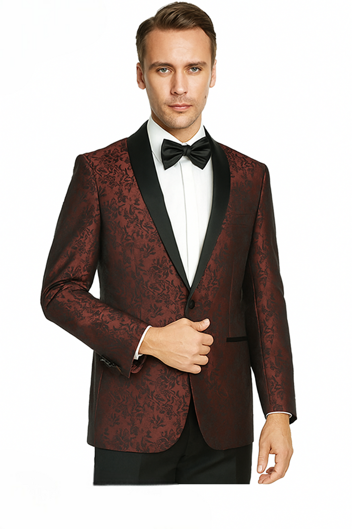 Shawl Paisly Tuxedo by Giorgio Fiorelli in Burgundy, Gray, Blue