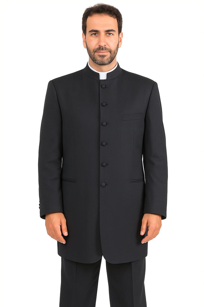Mandarin Collar Tuxedo - Mandarin Tuxedo - No Collar Suit - Black Suit