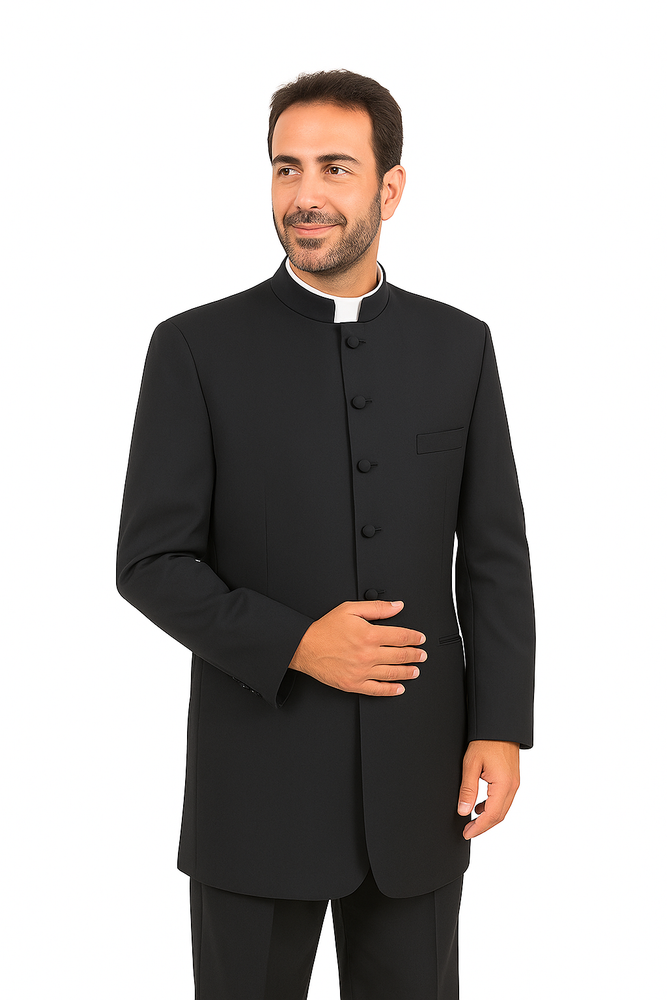 Mandarin Collar Tuxedo - Mandarin Tuxedo - No Collar Suit - Black Suit