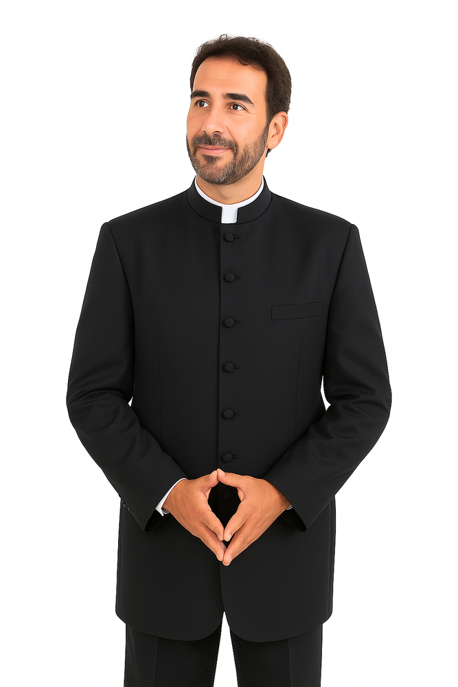 Mandarin Collar Tuxedo - Mandarin Tuxedo - No Collar Suit - Black Suit