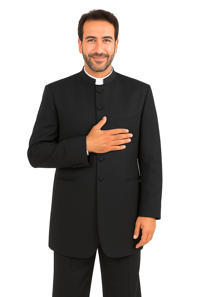 Mandarin Collar Tuxedo - Mandarin Tuxedo - No Collar Suit - Black Suit