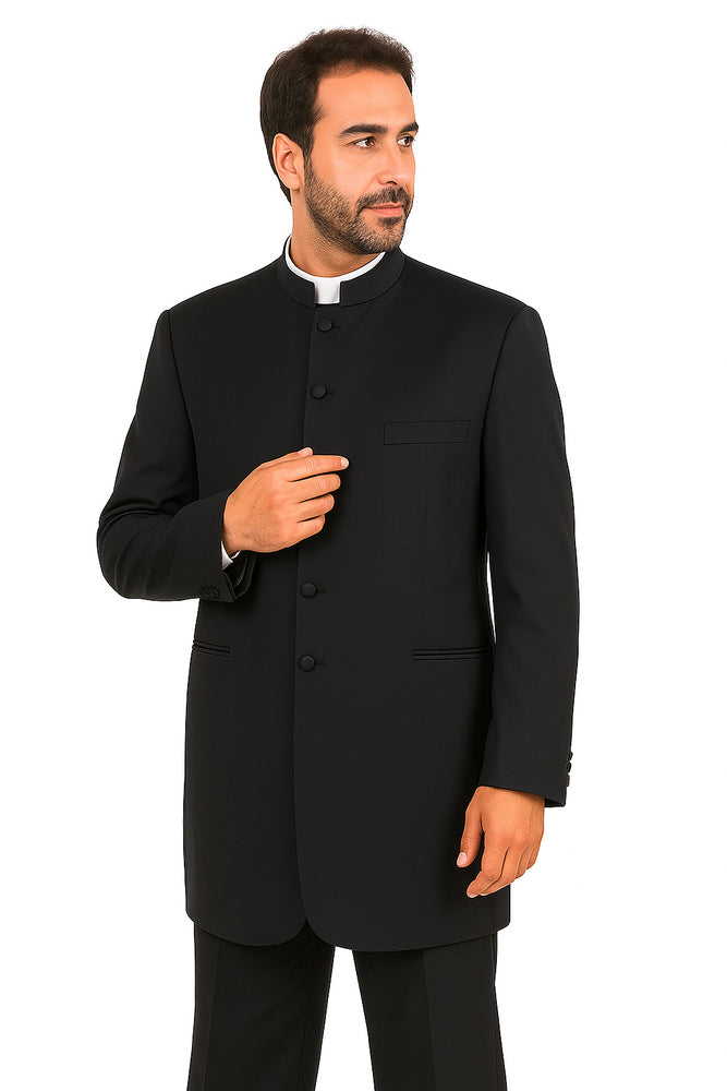 Mandarin Collar Tuxedo - Mandarin Tuxedo - No Collar Suit - Black Suit