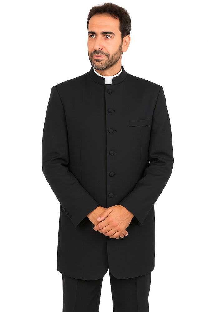 Mandarin Collar Tuxedo - Mandarin Tuxedo - No Collar Suit - Black Suit