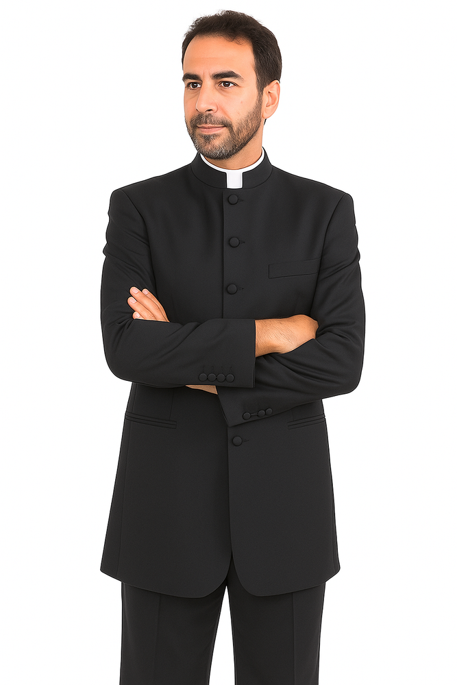 Mandarin Collar Tuxedo - Mandarin Tuxedo - No Collar Suit - Black Suit