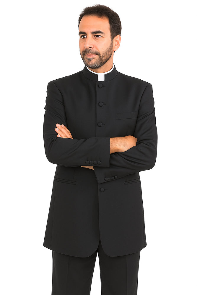 Mandarin Collar Tuxedo - Mandarin Tuxedo - No Collar Suit - Black Suit