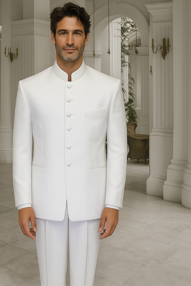 Men's White One Chest Pocket Marriage Groom Wedding Blazer