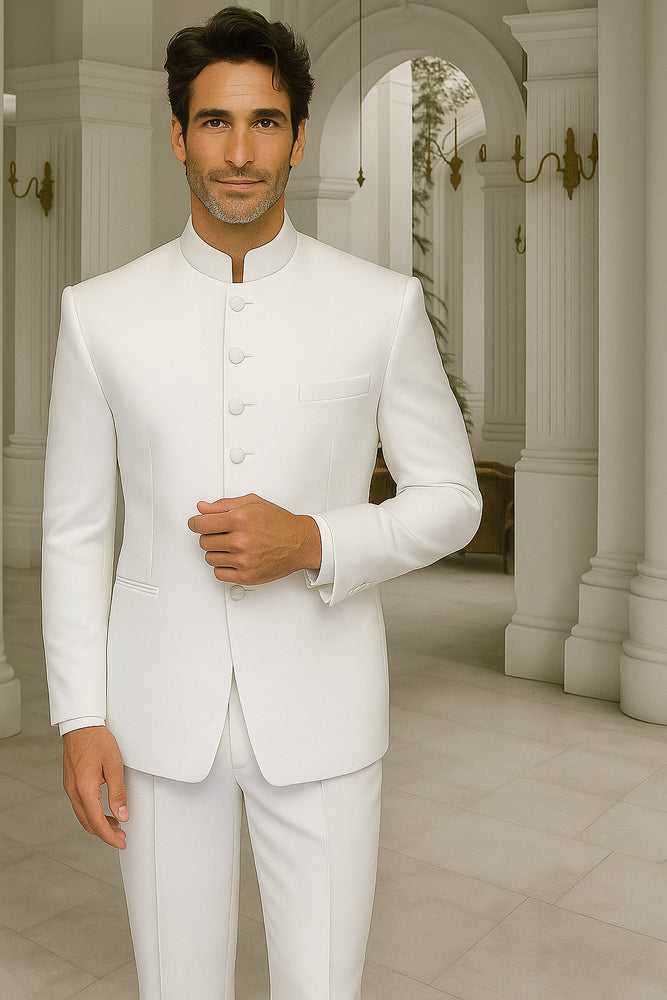 Men's White One Chest Pocket Marriage Groom Wedding Blazer