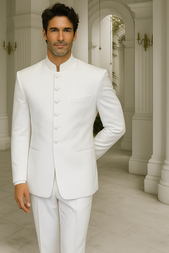 Men's White One Chest Pocket Marriage Groom Wedding Blazer