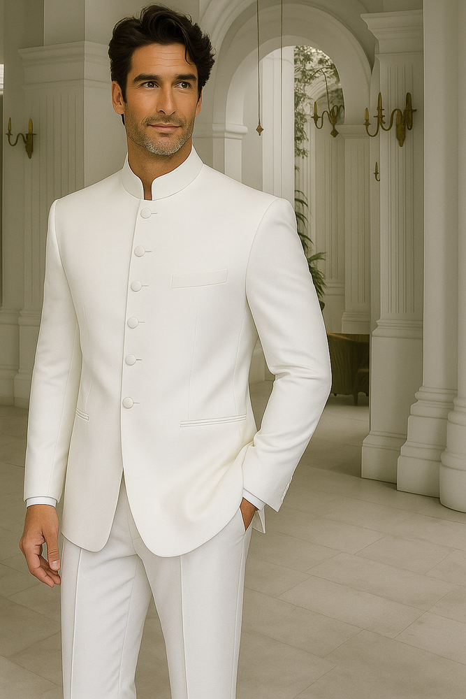 Men's White One Chest Pocket Marriage Groom Wedding Blazer