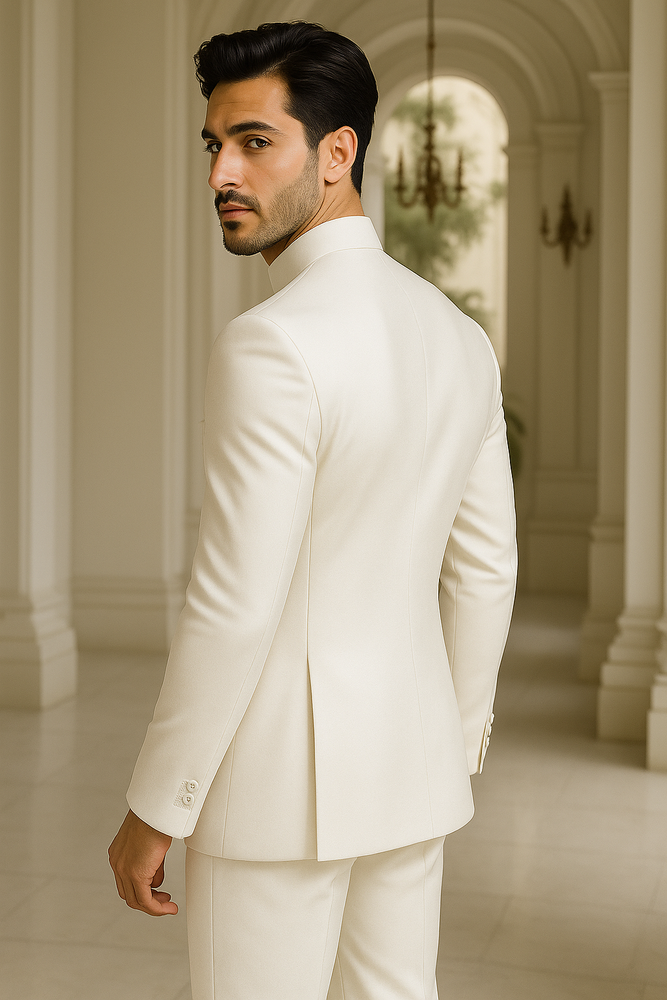 Off White sale - Cream - Ivory Mandarin Suits For Men