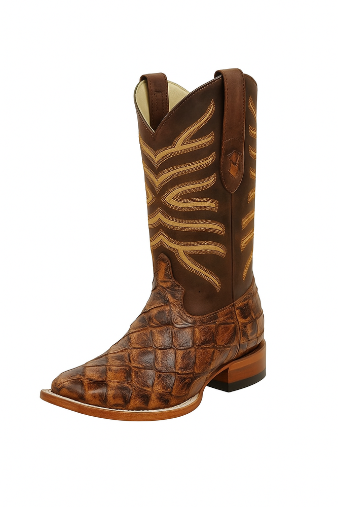 Botas de Pescado Pirarucu Original en Horma Rodeo Cuadrada