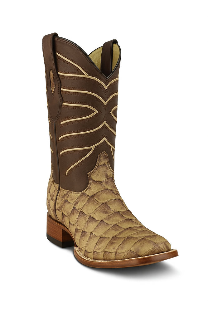 Botas de Pescado Pirarucu Original en Horma Rodeo Cuadrada