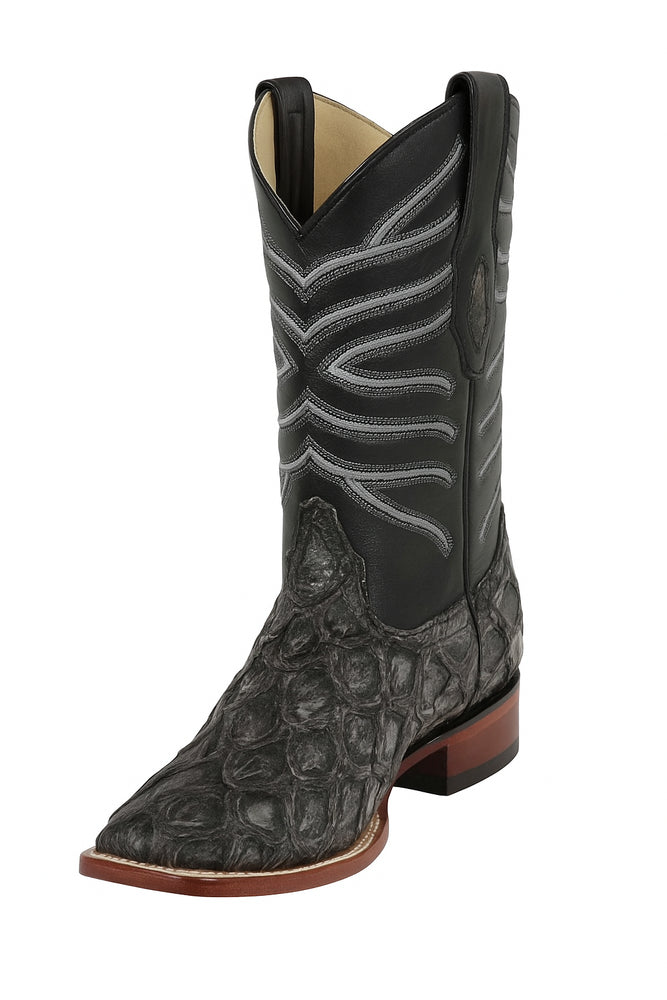 Botas de Pescado Pirarucu Original en Horma Rodeo Cuadrada