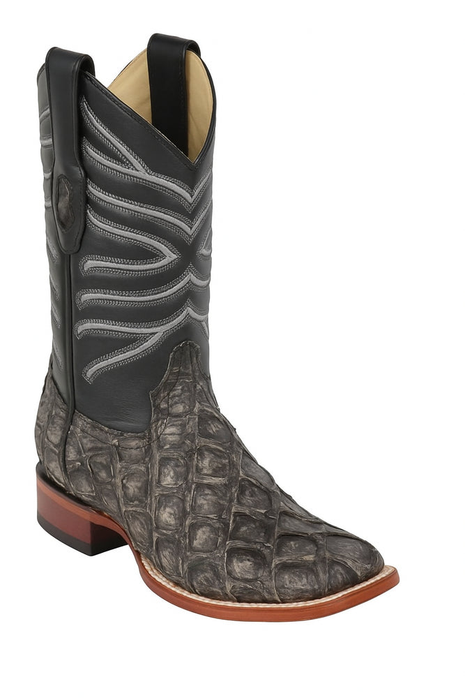 Botas de Pescado Pirarucu Original en Horma Rodeo Cuadrada