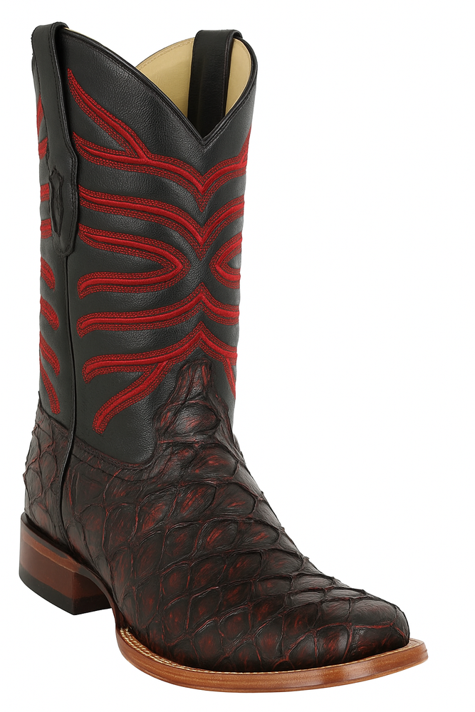 Botas de Pescado Pirarucu Original en Horma Rodeo Cuadrada