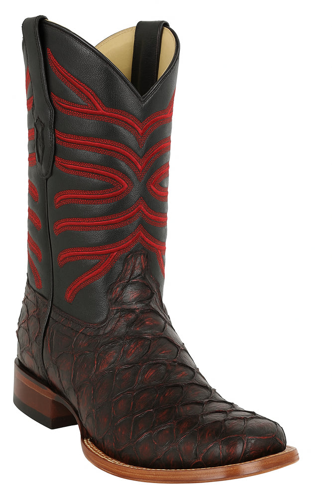 Botas de Pescado Pirarucu Original en Horma Rodeo Cuadrada