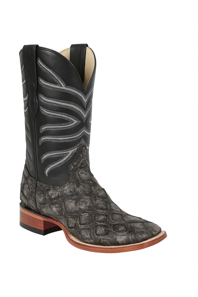 Botas de Pescado Pirarucu Original en Horma Rodeo Cuadrada