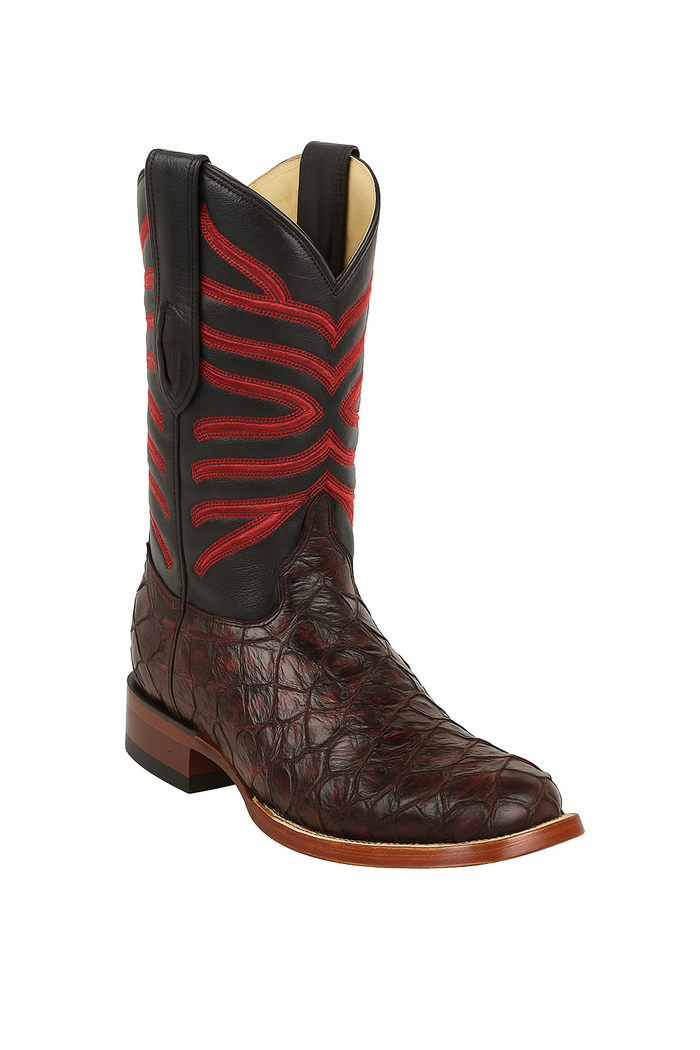 Botas de Pescado Pirarucu Original en Horma Rodeo Cuadrada