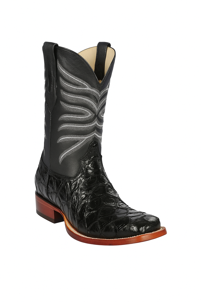 Botas de Pescado Pirarucu Original en Horma Rodeo Cuadrada