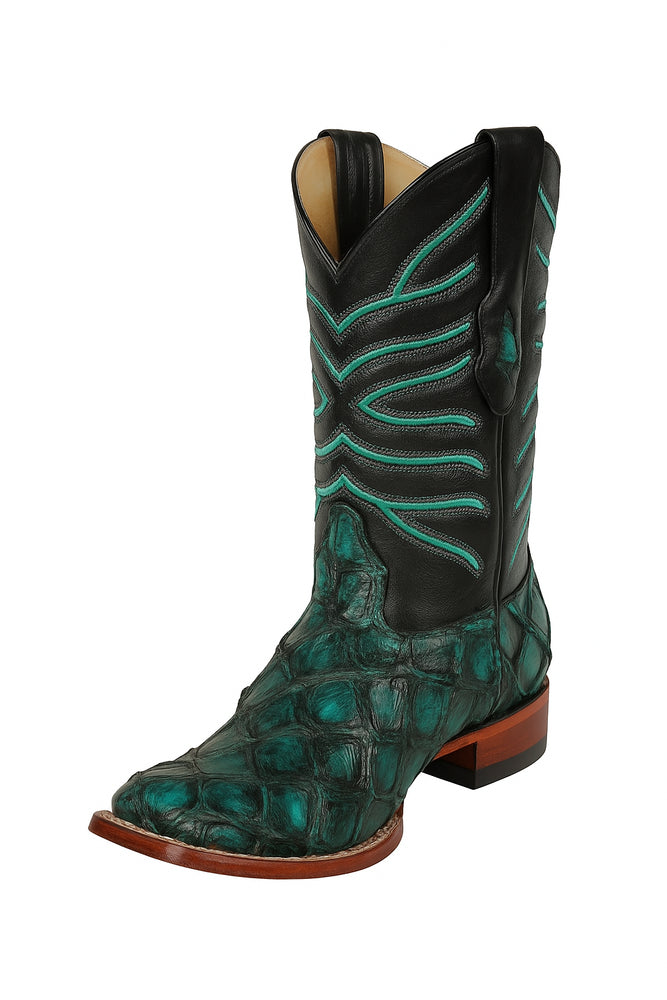 Botas de Pescado Pirarucu Original en Horma Rodeo Cuadrada