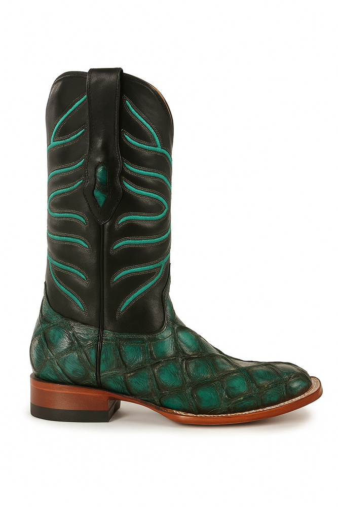 Botas de Pescado Pirarucu Original en Horma Rodeo Cuadrada