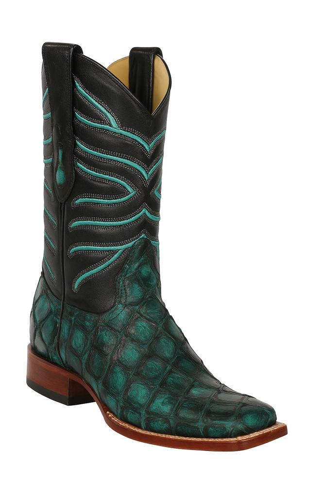 Botas de Pescado Pirarucu Original en Horma Rodeo Cuadrada