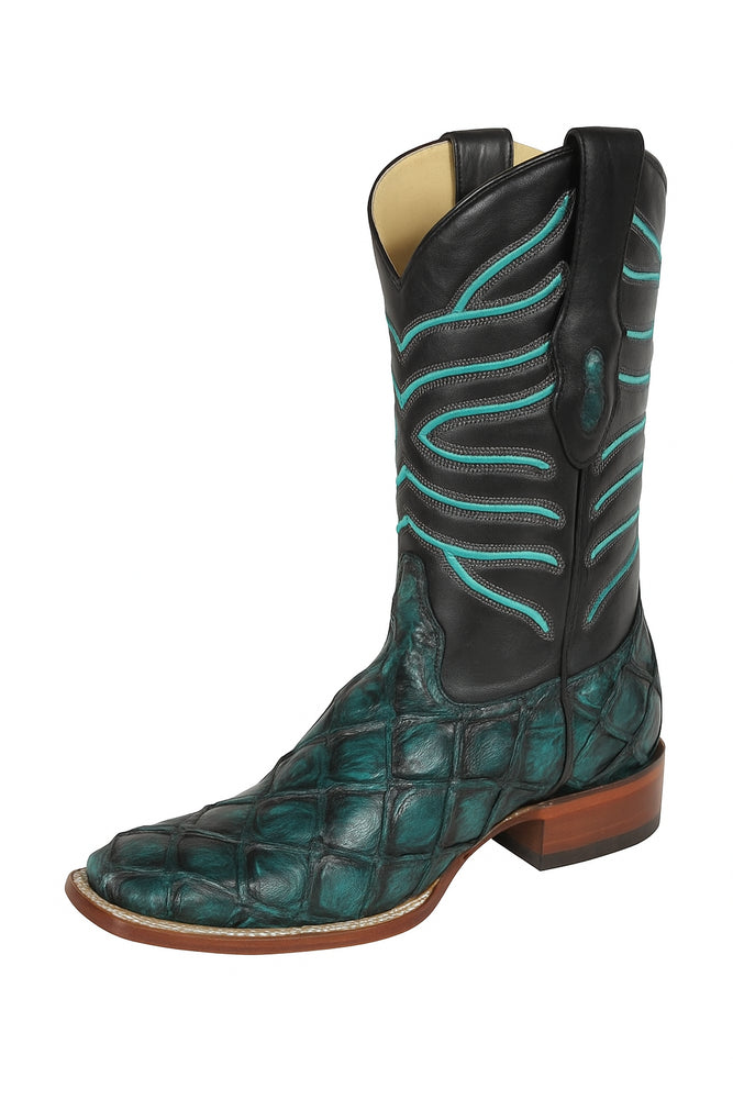 Botas de Pescado Pirarucu Original en Horma Rodeo Cuadrada