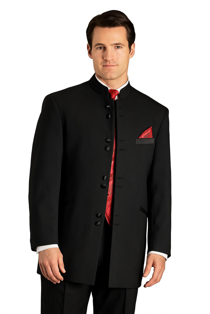 Men's 8Buttons~ Black Mandarin Tuxedo Suit