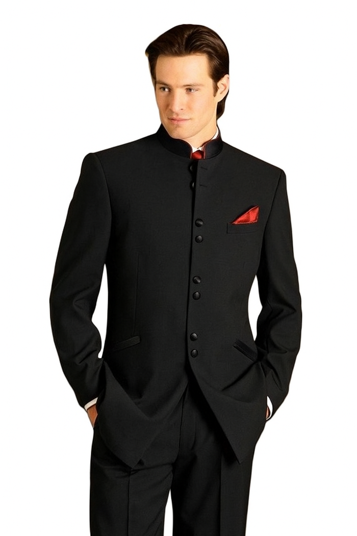 Men's Black Mandarin Collar Nehru Jacket