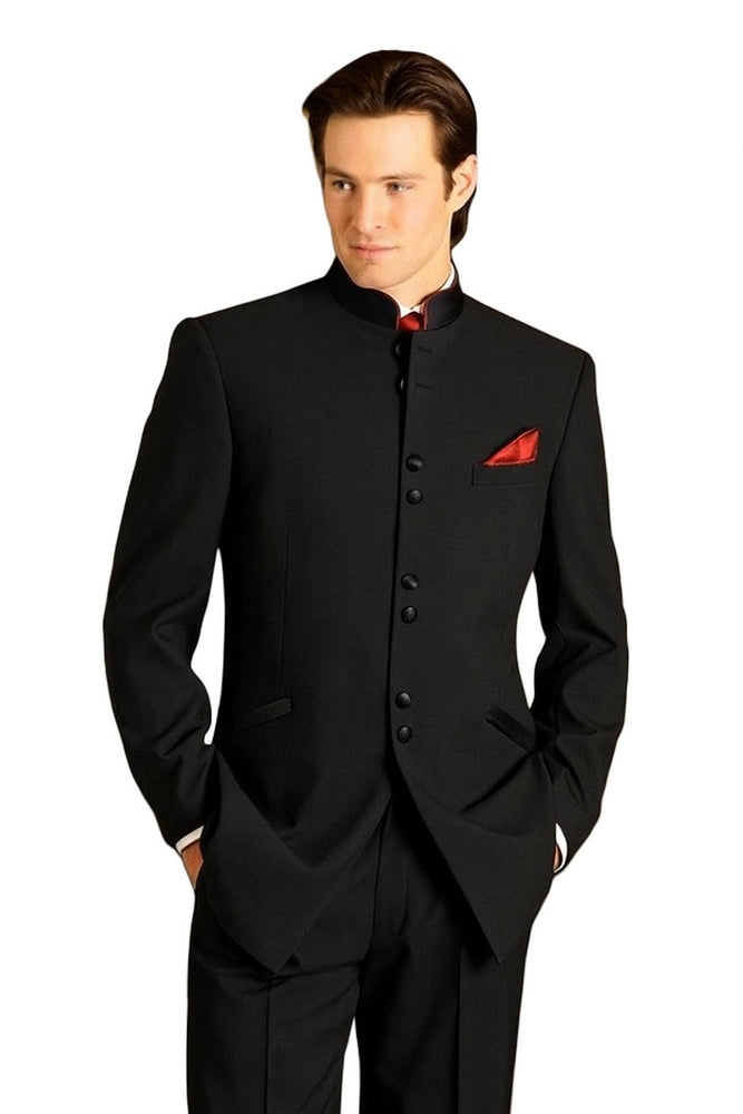 Men's Black Mandarin Collar Nehru Jacket