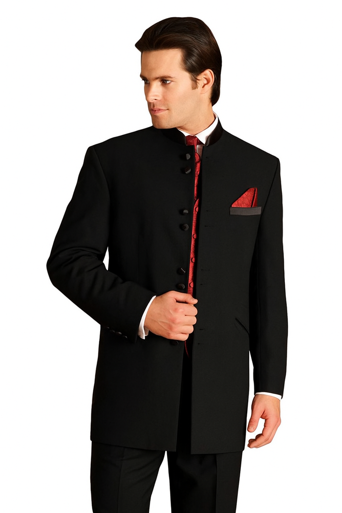 Men's Black Mandarin Collar Nehru Jacket
