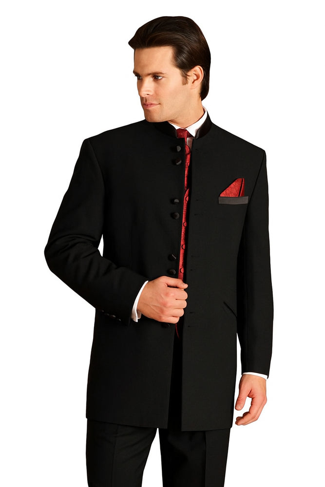 Men's Black Mandarin Collar Nehru Jacket