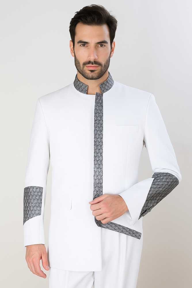 Apollo King Men's 2 Piece Nehru Style Suit Pastor Church Suit