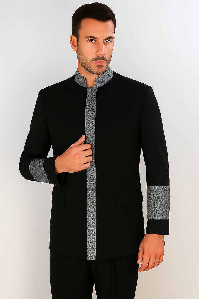 Apollo King Men's 2 Piece Nehru Style Suit Pastor Church Suit