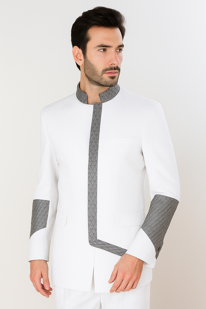 Apollo King Men's 2 Piece Nehru Style Suit Pastor Church Suit