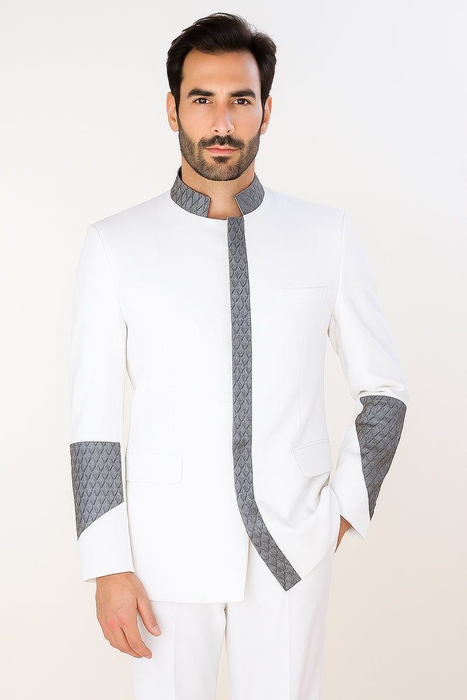 Apollo King Men's 2 Piece Nehru Style Suit Pastor Church Suit