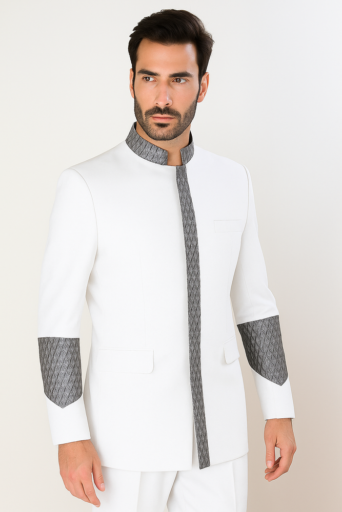 Apollo King Men's 2 Piece Nehru Style Suit Pastor Church Suit