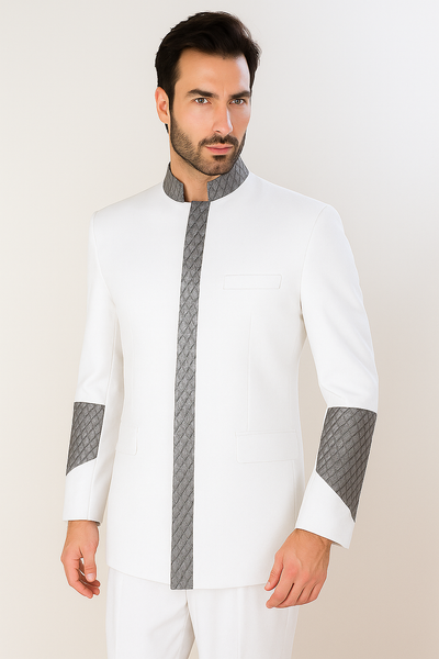 Apollo King Men's 2 Piece Nehru Style Suit Pastor Church Suit