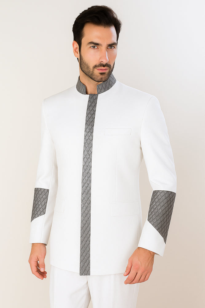 Apollo King Men's 2 Piece Nehru Style Suit Pastor Church Suit