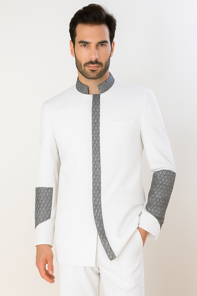 Apollo King Men's 2 Piece Nehru Style Suit Pastor Church Suit